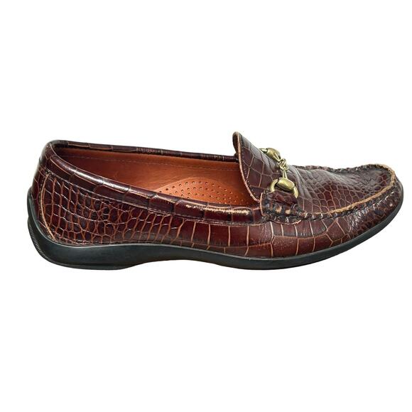 ALLEN EDMONDS Size 7.5D Grand Cayman Brown Croc Horse‎ Bit Loafers Shoes main image 7